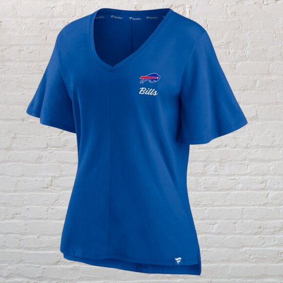 Buffalo Bills Fanatics Women's Southpaw Flutter V-Neck T-Shirt - Royal Size XXL - Picture 1 of 5